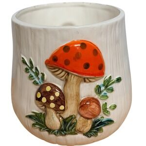 Vintage Sears Merry Mushroom Ceramic 6" Canister No Lid Retro Kitchen 70s